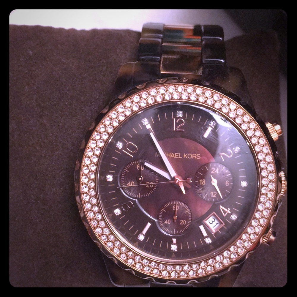 Michael Kors tortoise shell & rose gold watch